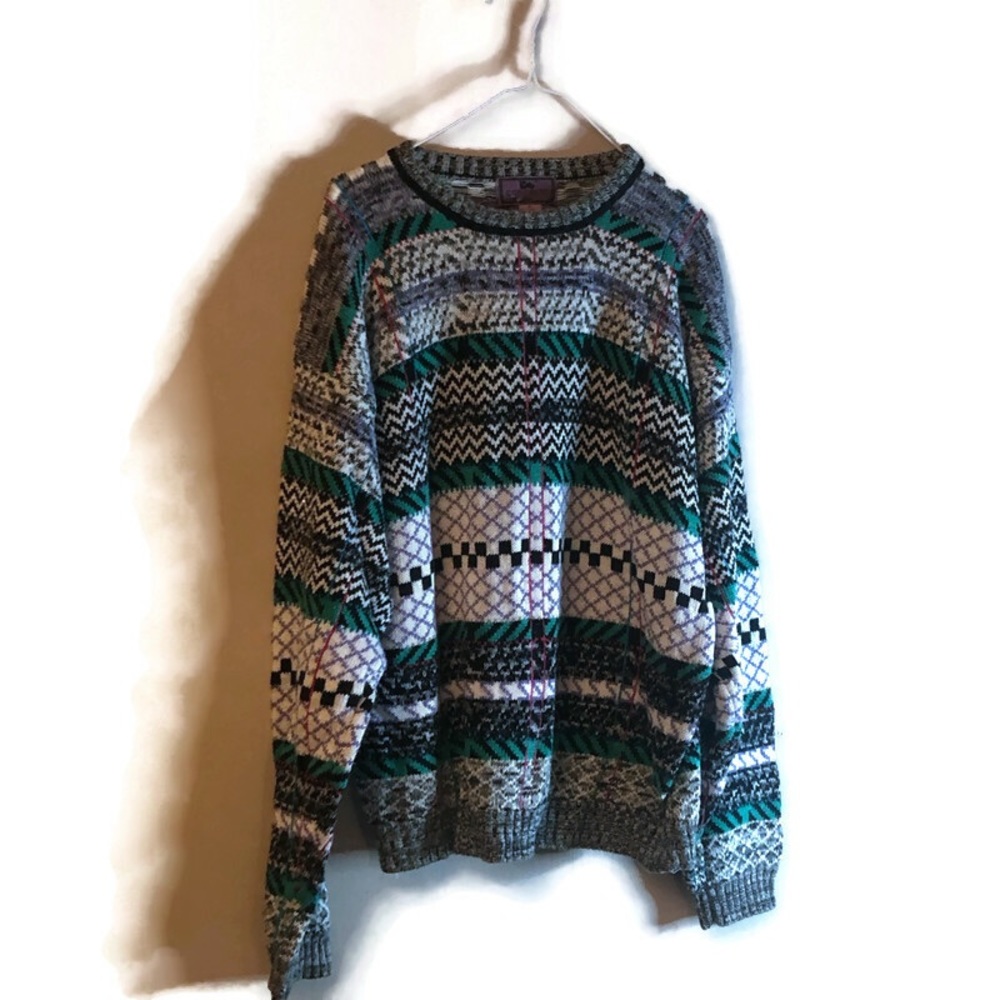 Vintage 90s  Concrete Mix Mens  Knit Sweater Sz XL